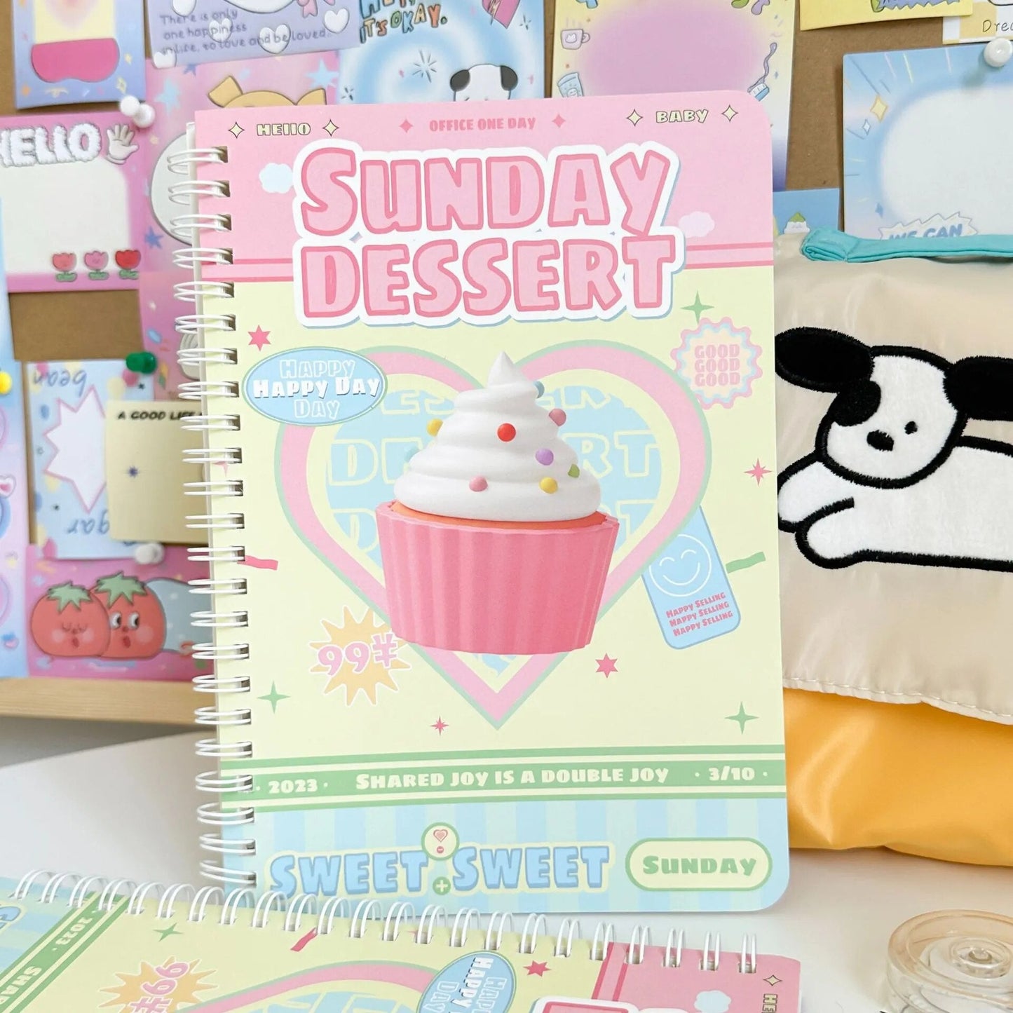 50sheet Ins Notebook Creative Cute Cartoon Bear Kitten Horizontal Line Korean Style Coil A5 Scrapbook Journal Student Supplies No.13