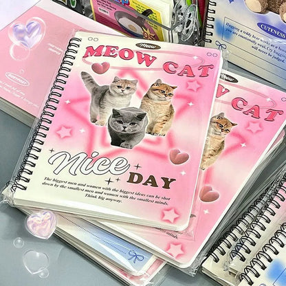 50sheet Ins Notebook Creative Cute Cartoon Bear Kitten Horizontal Line Korean Style Coil A5 Scrapbook Journal Student Supplies