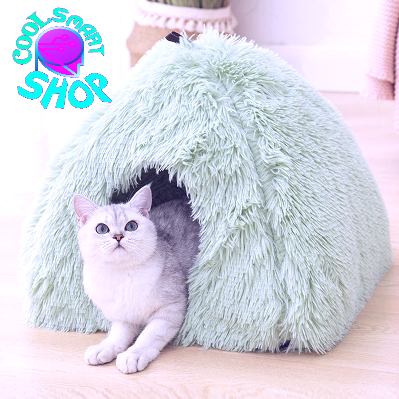 Very Soft Cat Bed Plush Cats House Pet Basket Mat Small Dog Cushion Sofa Lounger Kennel 2 In 1 Kitten Tent House Beds For Cat