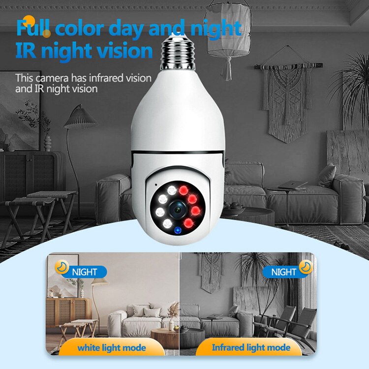 5G Bulb E27 Surveillance Camera Full Color Night Vision Automatic Human Tracking Zoom Indoor Security Monitor Wifi Camera