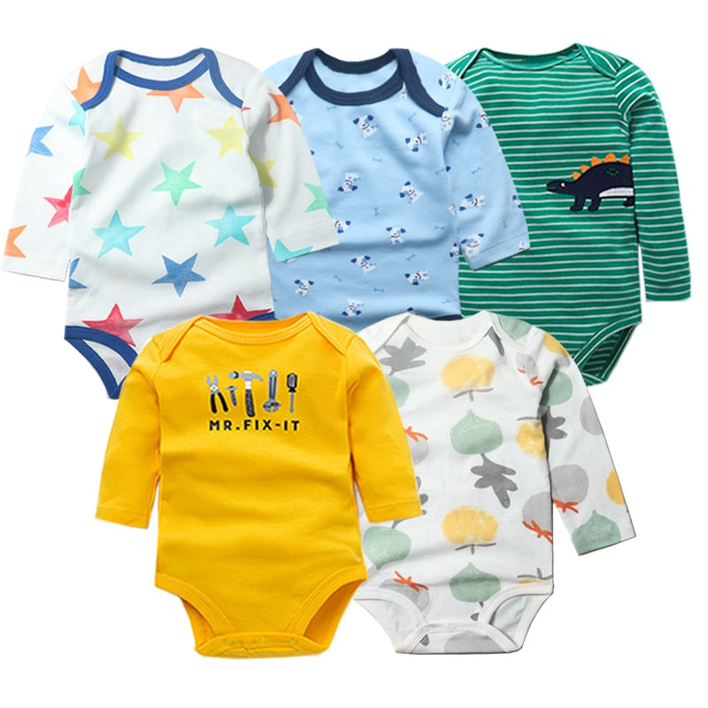 5Pcs/Lot Baby bodysuits High Quality Uniesx Newborn Baby Clothes 100% Cotton Baby Clothing set infant bebe Baby boy girl Clothes Yellow