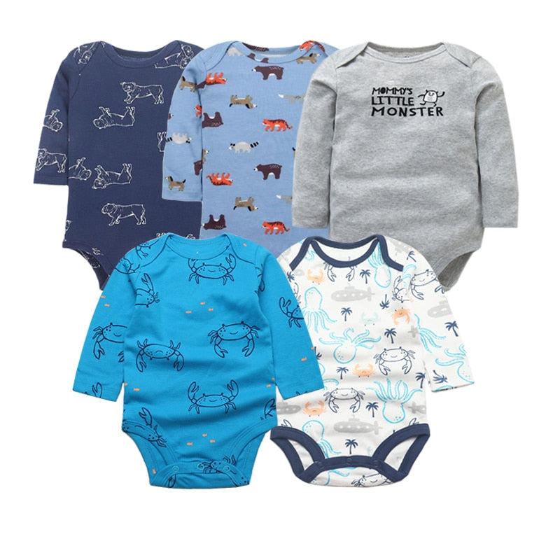 5Pcs/Lot Baby bodysuits High Quality Uniesx Newborn Baby Clothes 100% Cotton Baby Clothing set infant bebe Baby boy girl Clothes Navy Blue