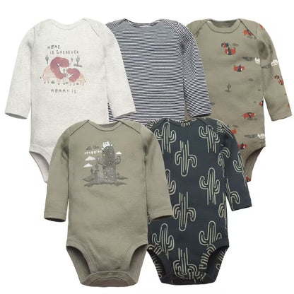 5Pcs/Lot Baby bodysuits High Quality Uniesx Newborn Baby Clothes 100% Cotton Baby Clothing set infant bebe Baby boy girl Clothes Army Green