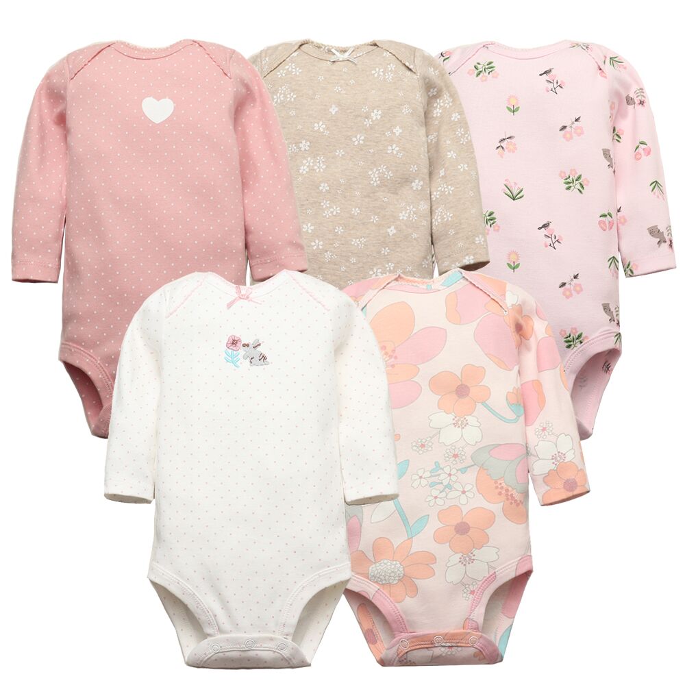 5Pcs/Lot Baby bodysuits High Quality Uniesx Newborn Baby Clothes 100% Cotton Baby Clothing set infant bebe Baby boy girl Clothes Ivory