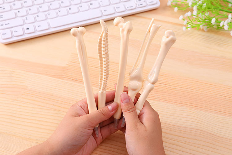 5Pcs/Set Funny Lifelike Bone Shape Ballpoint Pen School Office Writing Supplies Gift Stationery