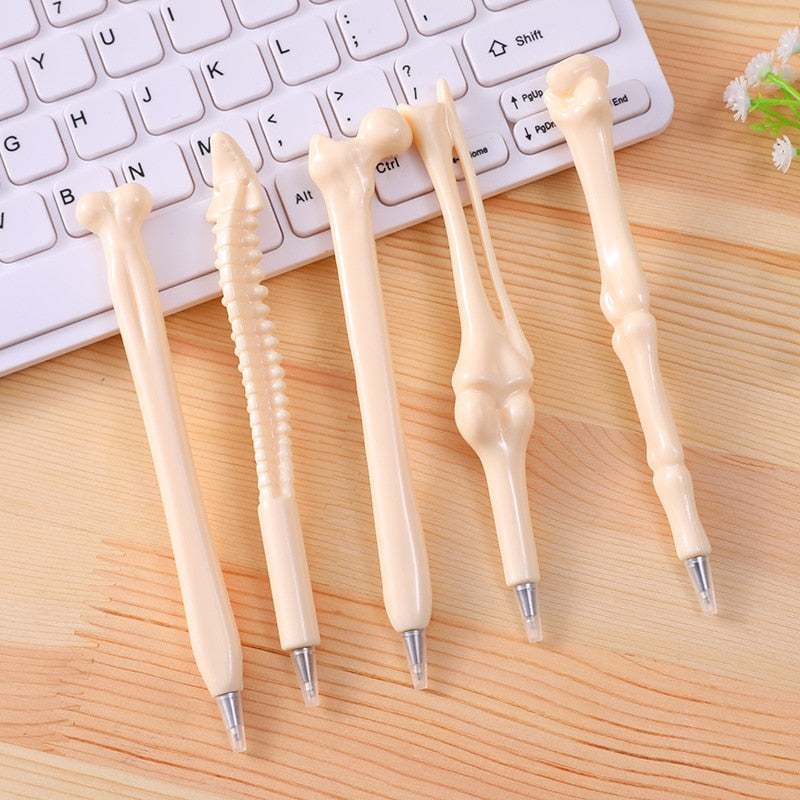 5Pcs/Set Funny Lifelike Bone Shape Ballpoint Pen School Office Writing Supplies Gift Stationery