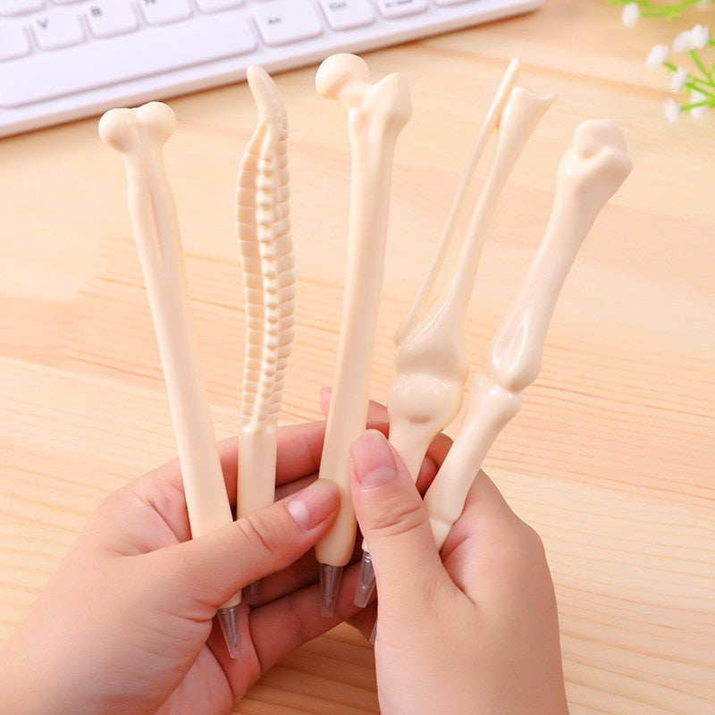 5Pcs/Set Funny Lifelike Bone Shape Ballpoint Pen School Office Writing Supplies Gift Stationery