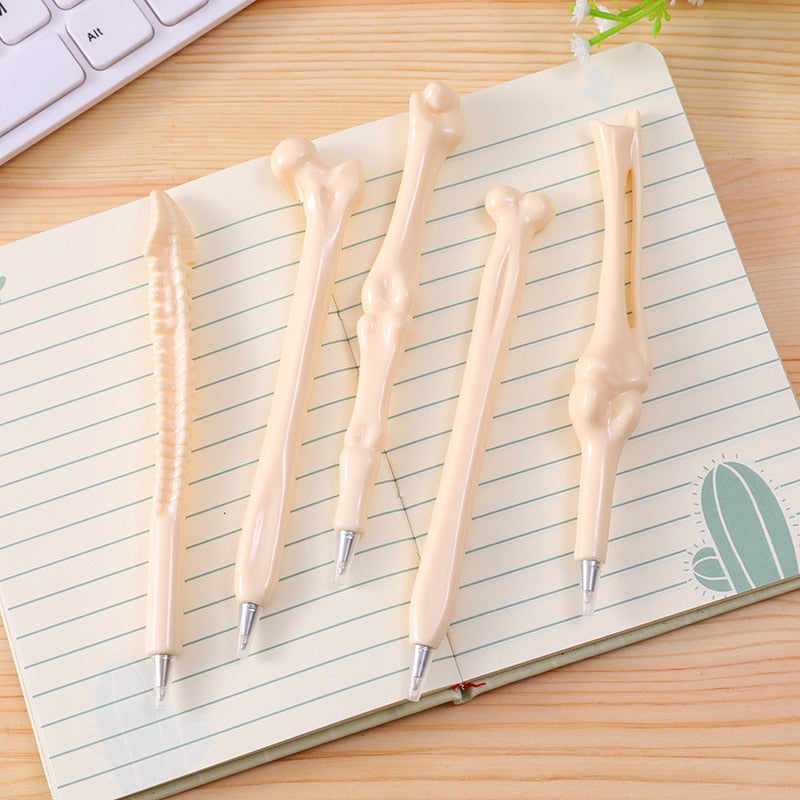 5Pcs/Set Funny Lifelike Bone Shape Ballpoint Pen School Office Writing Supplies Gift Stationery