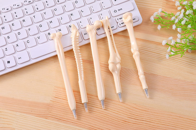 5Pcs/Set Funny Lifelike Bone Shape Ballpoint Pen School Office Writing Supplies Gift Stationery