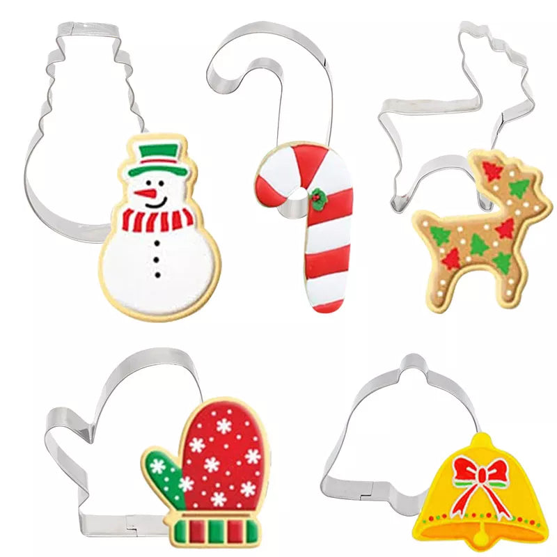 5Pcs/set Christmas Cookie Cutter Gingerbread Xmas Tree Mold Christmas Cake Decoration Tool Navidad Gift DIY Baking Biscuit Mould set3