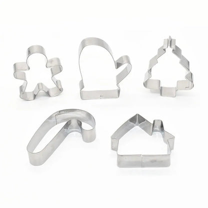 5Pcs/set Christmas Cookie Cutter Gingerbread Xmas Tree Mold Christmas Cake Decoration Tool Navidad Gift DIY Baking Biscuit Mould