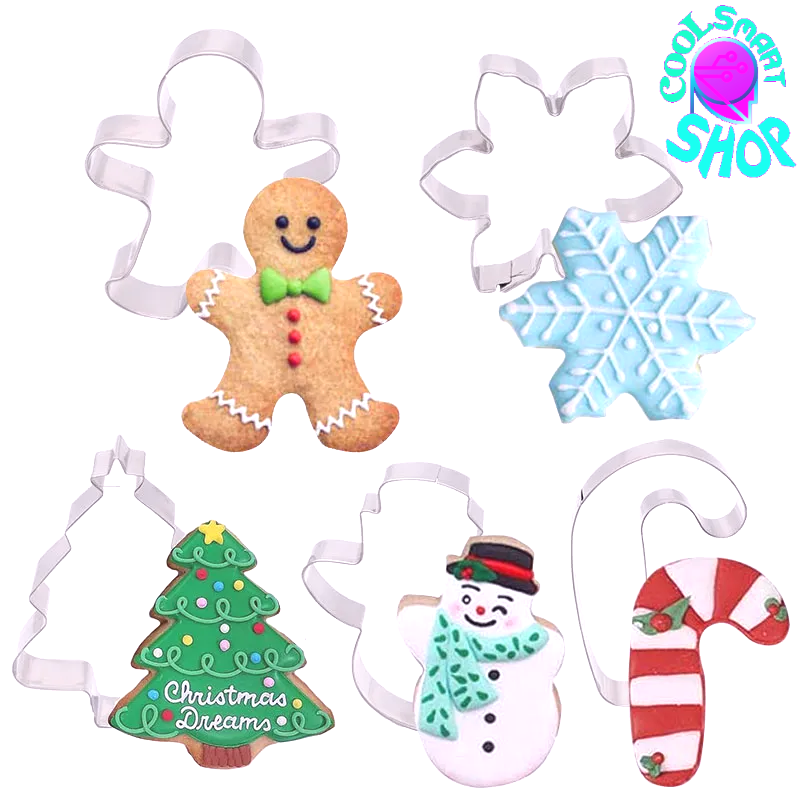 5Pcs/set Christmas Cookie Cutter Gingerbread Xmas Tree Mold Christmas Cake Decoration Tool Navidad Gift DIY Baking Biscuit Mould