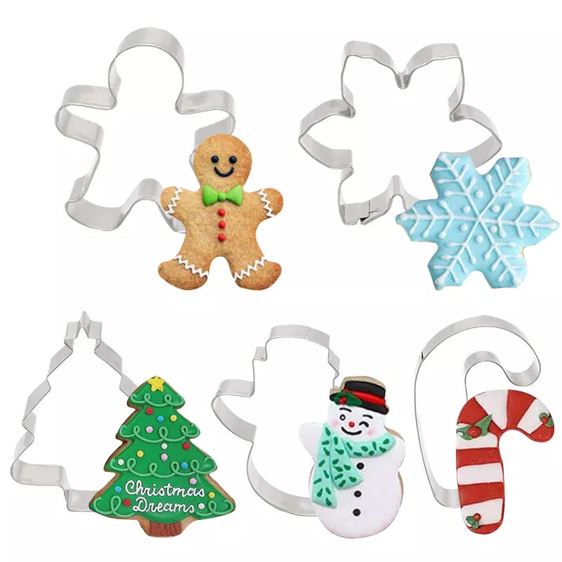 5Pcs/set Christmas Cookie Cutter Gingerbread Xmas Tree Mold Christmas Cake Decoration Tool Navidad Gift DIY Baking Biscuit Mould set1