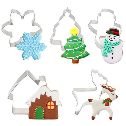 5Pcs/set Christmas Cookie Cutter Gingerbread Xmas Tree Mold Christmas Cake Decoration Tool Navidad Gift DIY Baking Biscuit Mould set4