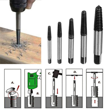 5pcs Damaged Screw Extractor Drill Bits Guide Set Broken Speed Out Easy out Bolt Stud Stripped Screw Remover Tool For Car Wood