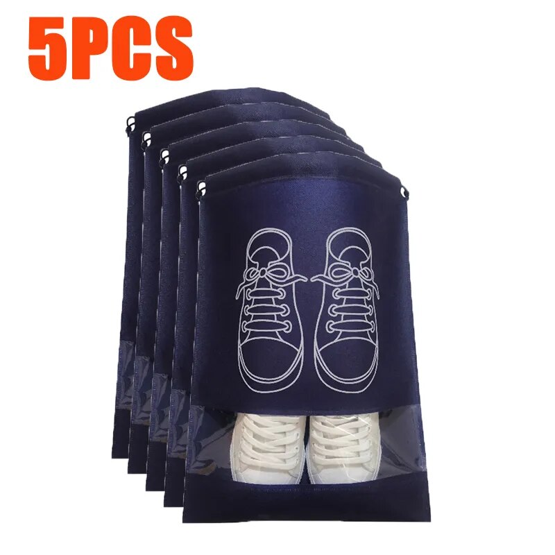 5pcs Portable Storage Bag Waterproof Shoes Storage Bag drawstring Shoes Clothing Classified Hanging Bags Home Closet Organizer 02