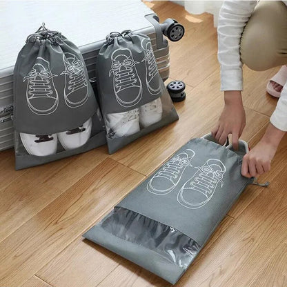 5pcs Portable Storage Bag Waterproof Shoes Storage Bag drawstring Shoes Clothing Classified Hanging Bags Home Closet Organizer