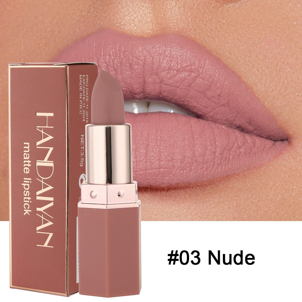 6 Colors Waterproof Nude Matte Lipsticks Long Lasting Lip Stick Not Fading Sexy Red Pink Velvet Lipsticks Makeup Cosmetic Batom 03