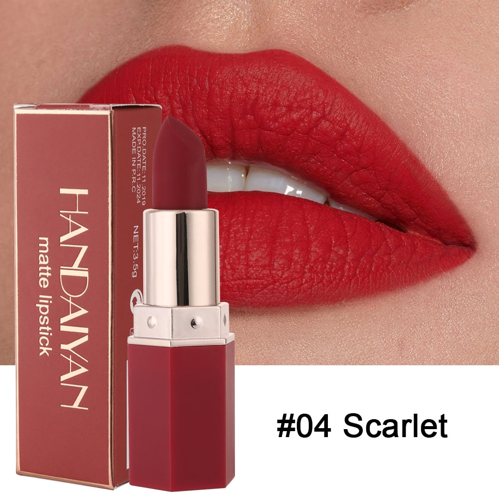 6 Colors Waterproof Nude Matte Lipsticks Long Lasting Lip Stick Not Fading Sexy Red Pink Velvet Lipsticks Makeup Cosmetic Batom 04