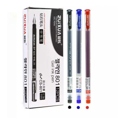 6 Pcs/Set 0.38mm Large-capacity Ink Diamond Tip Gel Pen Black/Blue/Red Refill Exam Signing Writing School Office Supplies