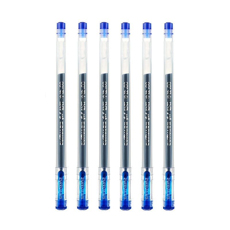 6 Pcs/Set 0.38mm Large-capacity Ink Diamond Tip Gel Pen Black/Blue/Red Refill Exam Signing Writing School Office Supplies 6 Pcs Blue Set