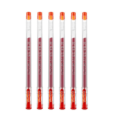 6 Pcs/Set 0.38mm Large-capacity Ink Diamond Tip Gel Pen Black/Blue/Red Refill Exam Signing Writing School Office Supplies