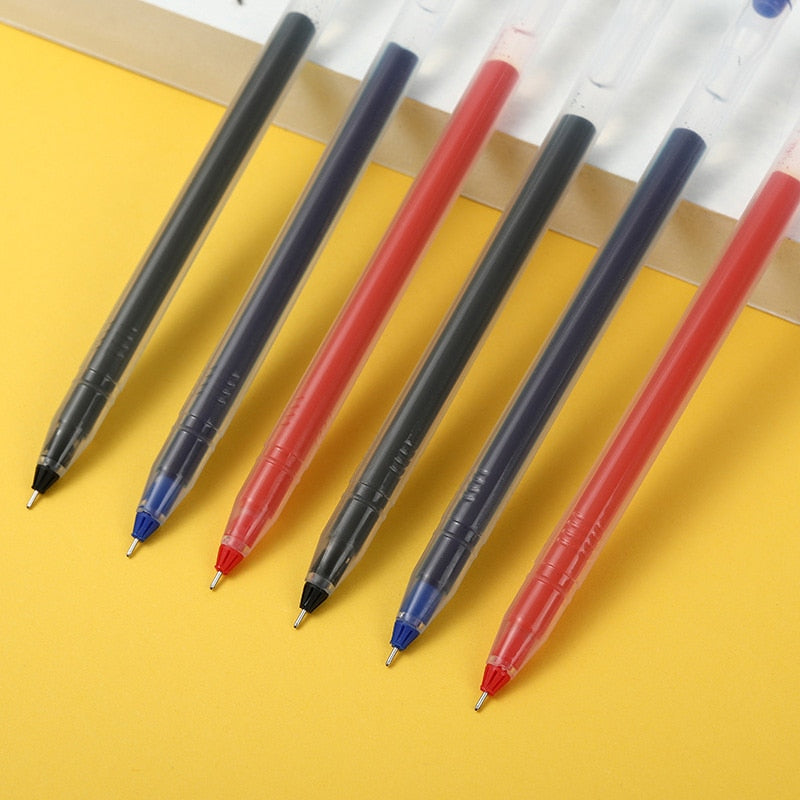 6 Pcs/Set High Capacity Gel Pen 0.5mm Black Blue Red Big Capacity Ink Student Test Office Signature Pens School Writing Supplies