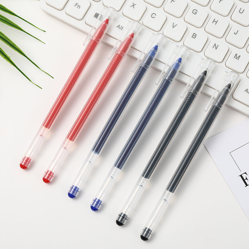 6 Pcs/Set High Capacity Gel Pen 0.5mm Black Blue Red Big Capacity Ink Student Test Office Signature Pens School Writing Supplies