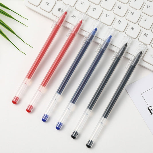 6 Pcs/Set High Capacity Gel Pen 0.5mm Black Blue Red Big Capacity Ink Student Test Office Signature Pens School Writing Supplies 6pcs black