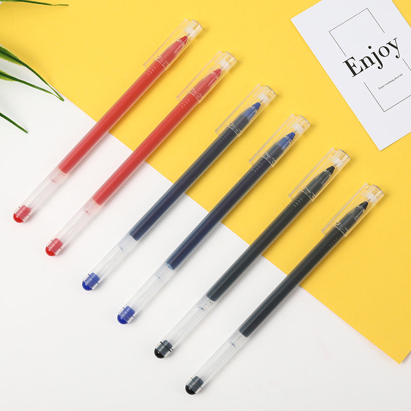 6 Pcs/Set High Capacity Gel Pen 0.5mm Black Blue Red Big Capacity Ink Student Test Office Signature Pens School Writing Supplies