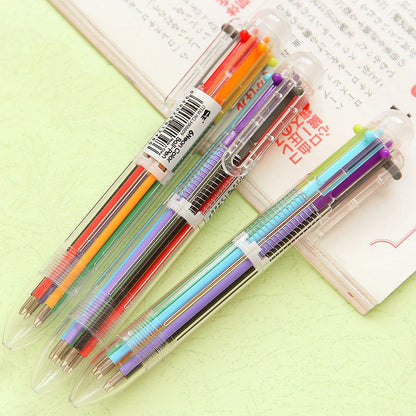 6 in 1 color multi function ballpoint pen 0.5mm novelty multi-color children's gifts office stationery and School