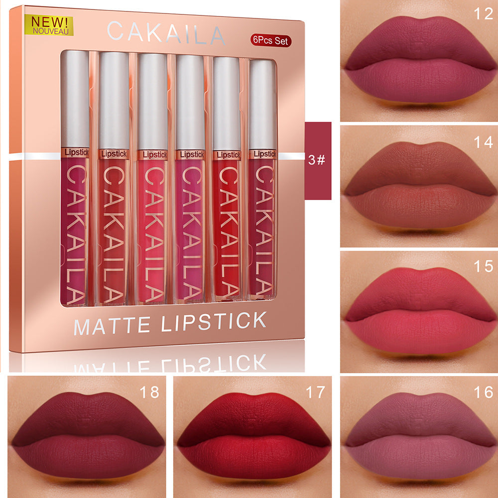 6PCS/Set Velvet Matte Lipstick Long Lasting Lipgloss Waterproof Moisturizer Lip Glosses Makeup Cosmetics Beauty Labiales