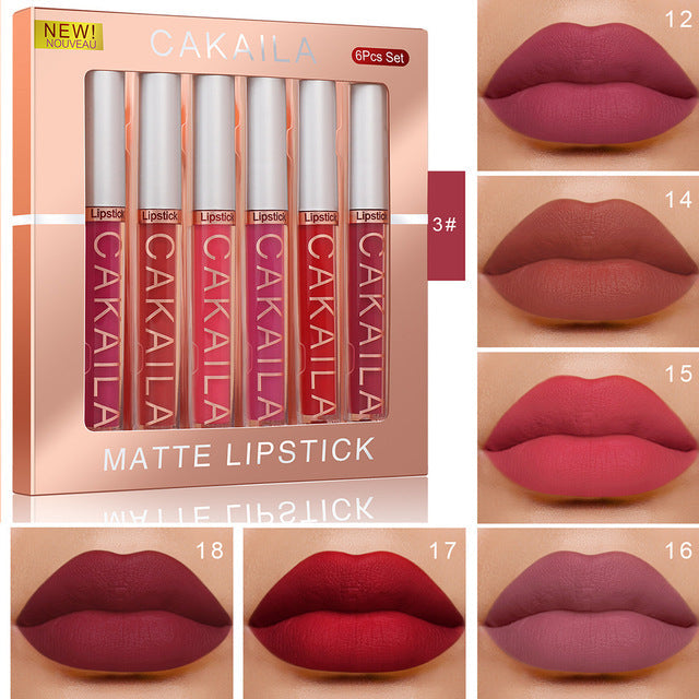 6PCS/Set Velvet Matte Lipstick Long Lasting Lipgloss Waterproof Moisturizer Lip Glosses Makeup Cosmetics Beauty Labiales 03