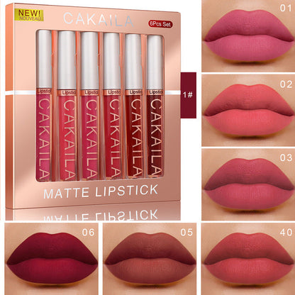 6PCS/Set Velvet Matte Lipstick Long Lasting Lipgloss Waterproof Moisturizer Lip Glosses Makeup Cosmetics Beauty Labiales 01