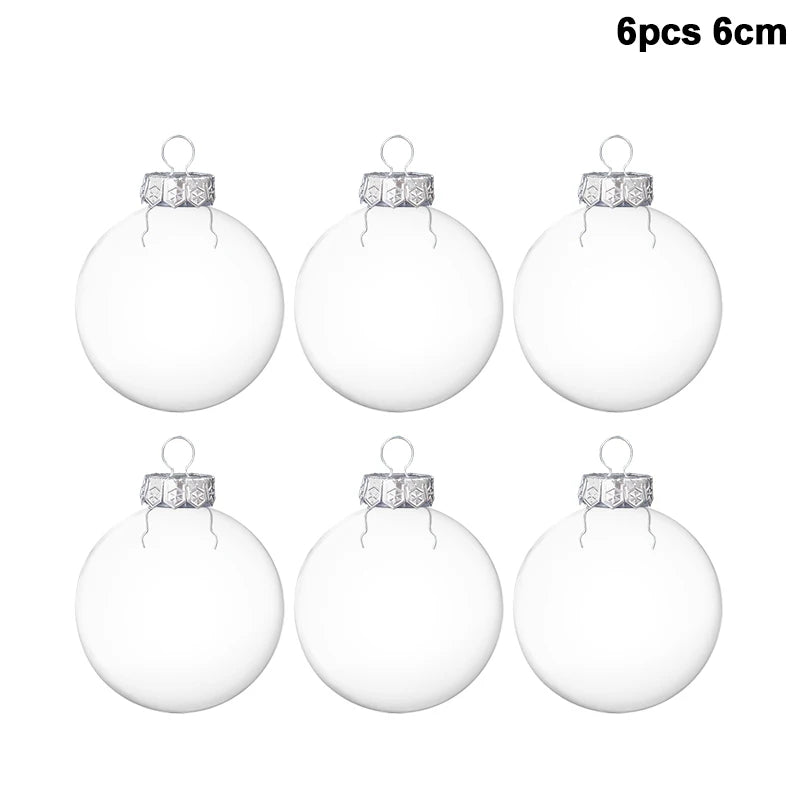 6Pcs Fillable Christmas Ball Ornament Clear Hanging Bauble Pendant Christmas Tree Home Decoration Navidad New Year DIY Gift 6pcs 6cm ball as picture