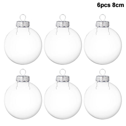 6Pcs Fillable Christmas Ball Ornament Clear Hanging Bauble Pendant Christmas Tree Home Decoration Navidad New Year DIY Gift