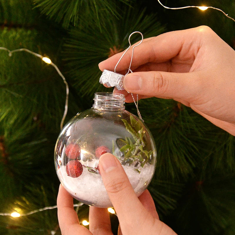 6Pcs Fillable Christmas Ball Ornament Clear Hanging Bauble Pendant Christmas Tree Home Decoration Navidad New Year DIY Gift