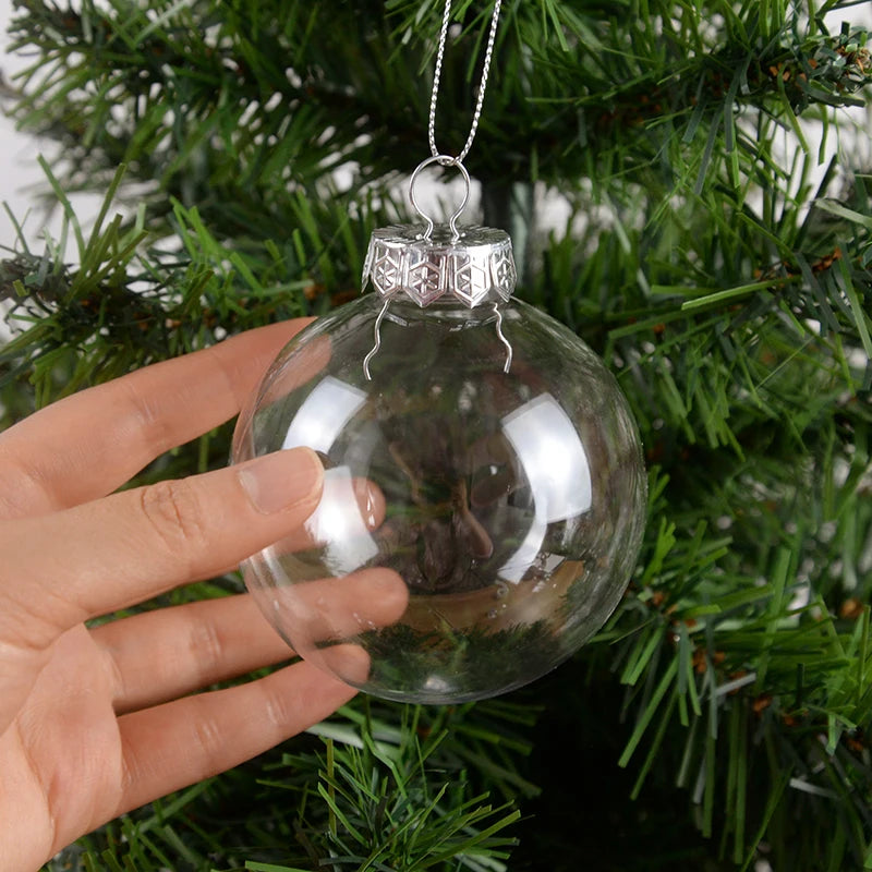 6Pcs Fillable Christmas Ball Ornament Clear Hanging Bauble Pendant Christmas Tree Home Decoration Navidad New Year DIY Gift