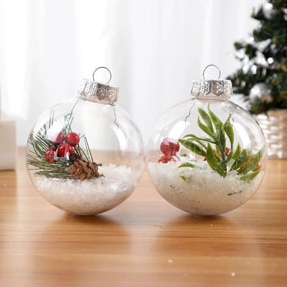 6Pcs Fillable Christmas Ball Ornament Clear Hanging Bauble Pendant Christmas Tree Home Decoration Navidad New Year DIY Gift