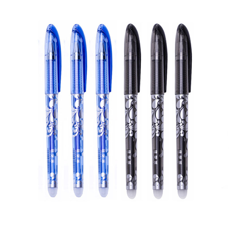 6Pcs/Set Erasable Pen 0.5mm Washable Handle Blue Black Ink Writing Gel Pens for School Office Stationery Supplies Exam Spare