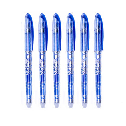 6Pcs/Set Erasable Pen 0.5mm Washable Handle Blue Black Ink Writing Gel Pens for School Office Stationery Supplies Exam Spare