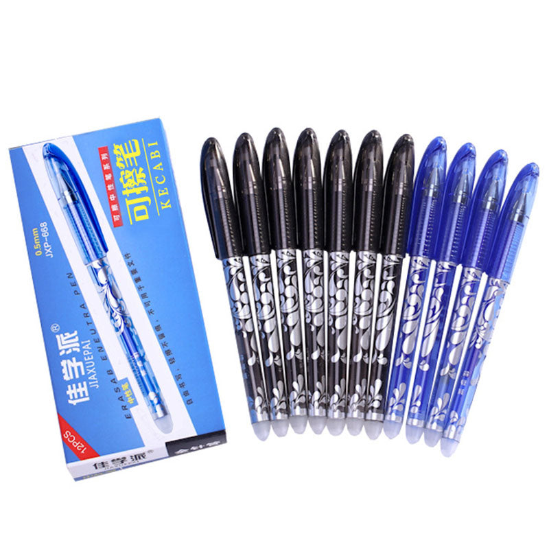 6Pcs/Set Erasable Pen 0.5mm Washable Handle Blue Black Ink Writing Gel Pens for School Office Stationery Supplies Exam Spare