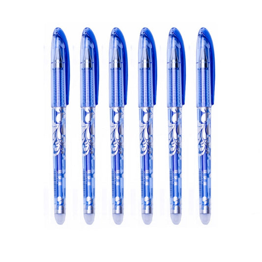 6Pcs/Set Erasable Pen 0.5mm Washable Handle Blue Black Ink Writing Gel Pens for School Office Stationery Supplies Exam Spare