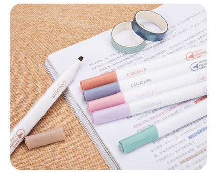 6Pcs/Set Triangle Soft Tip Highlighter Kawaii Light Color Marker Pen DIY Journal Photo Album School Office Stationery Gift