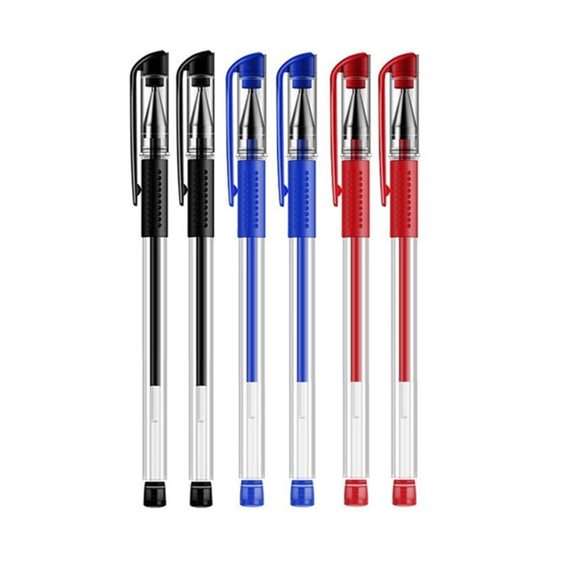 6pcs Gel Pen Set Black Blue Red Ink 0.5mm Refill Replaceable Ballpoint Pen Students School&office Supplies Stationery