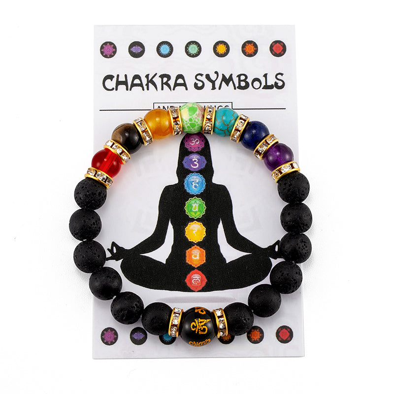 7 Chakra Bracelet with Meaning Cardfor Men Women Natural Crystal Healing Anxiety Jewellery Mandala Yoga Meditation Bracelet Gift