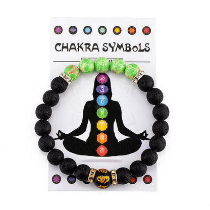 7 Chakra Bracelet with Meaning Cardfor Men Women Natural Crystal Healing Anxiety Jewellery Mandala Yoga Meditation Bracelet Gift