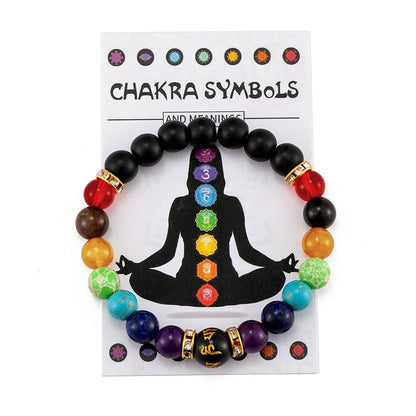 7 Chakra Bracelet with Meaning Cardfor Men Women Natural Crystal Healing Anxiety Jewellery Mandala Yoga Meditation Bracelet Gift