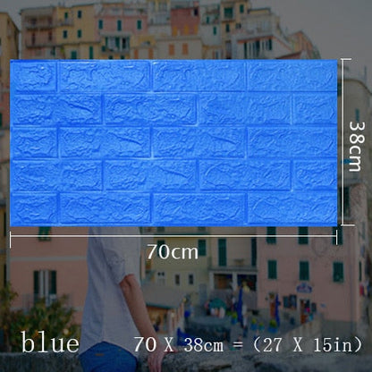 70x38cm 3D Wall Stickers Self Adhesive Foam Brick Room Decor DIY 3D Wallpaper Wall Decor Living Wall Sticker For Kids Room blue