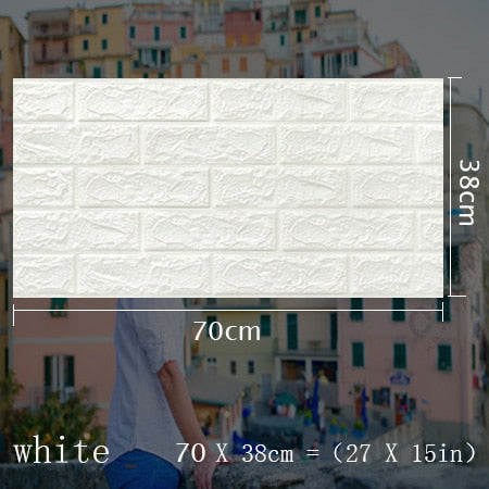 70x38cm 3D Wall Stickers Self Adhesive Foam Brick Room Decor DIY 3D Wallpaper Wall Decor Living Wall Sticker For Kids Room white